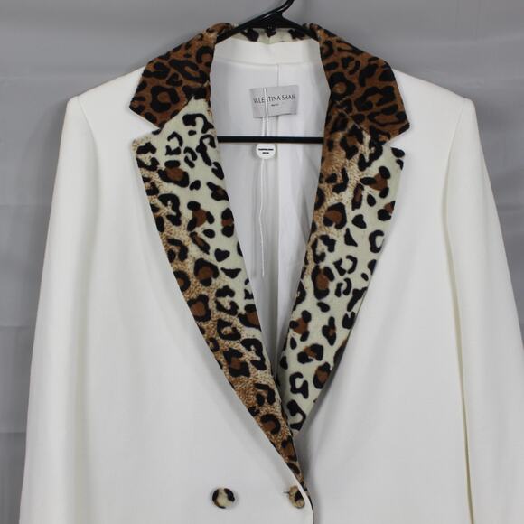 Leopard Trim White Blazer - Picture 3 of 16